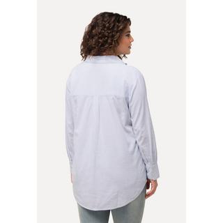 Ulla Popken  Blusa con righe, collo da camicia e maniche lunghe 