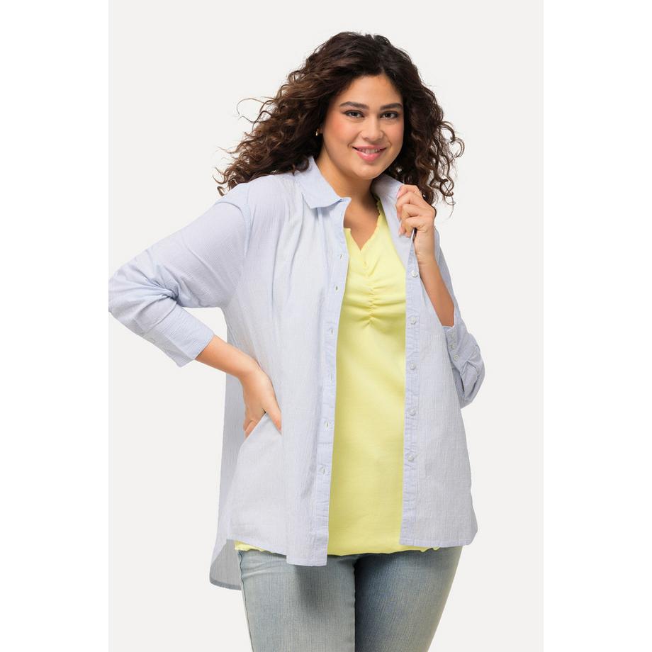 Ulla Popken Gestreifte Bluse Hemdkragen Langarm  