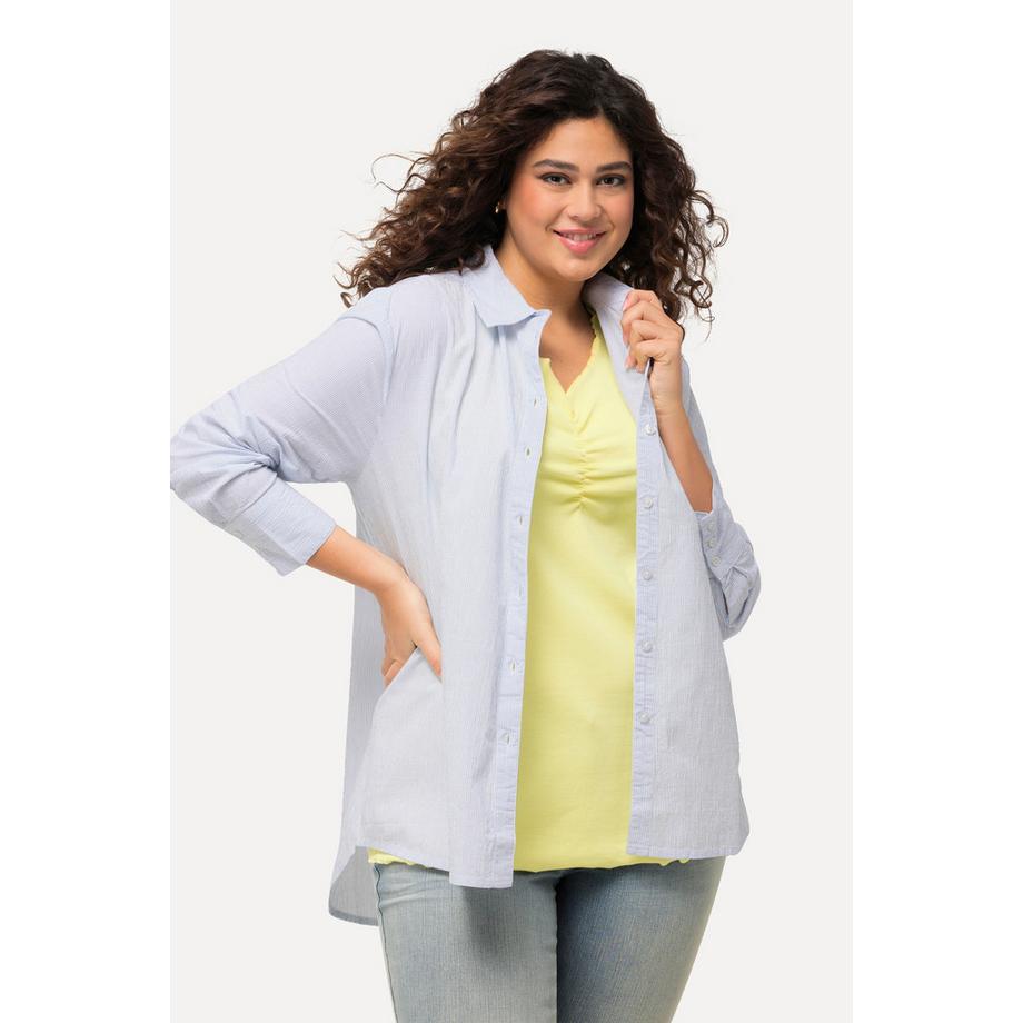 Ulla Popken Gestreifte Bluse Hemdkragen Langarm  