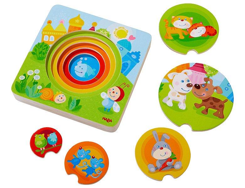 HABA  HABA Puzzle en bois Bébés animaux multicolores 