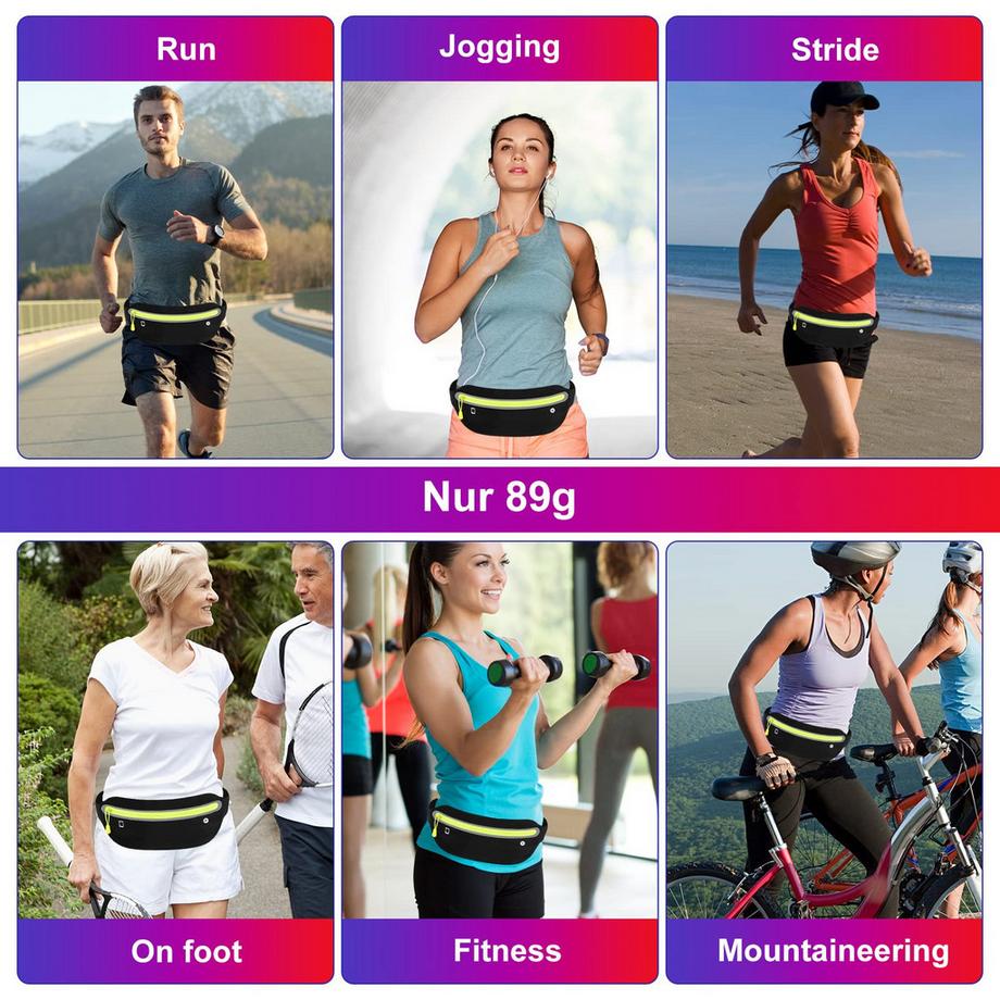 Only-bags.store Wasserdichte Laufgürteltasche mit großem Fassungsvermögen und Kopfhöreranschluss Wasserdichte Laufgürteltasche mit großem Fassungsvermögen und Kopfhöreranschluss 