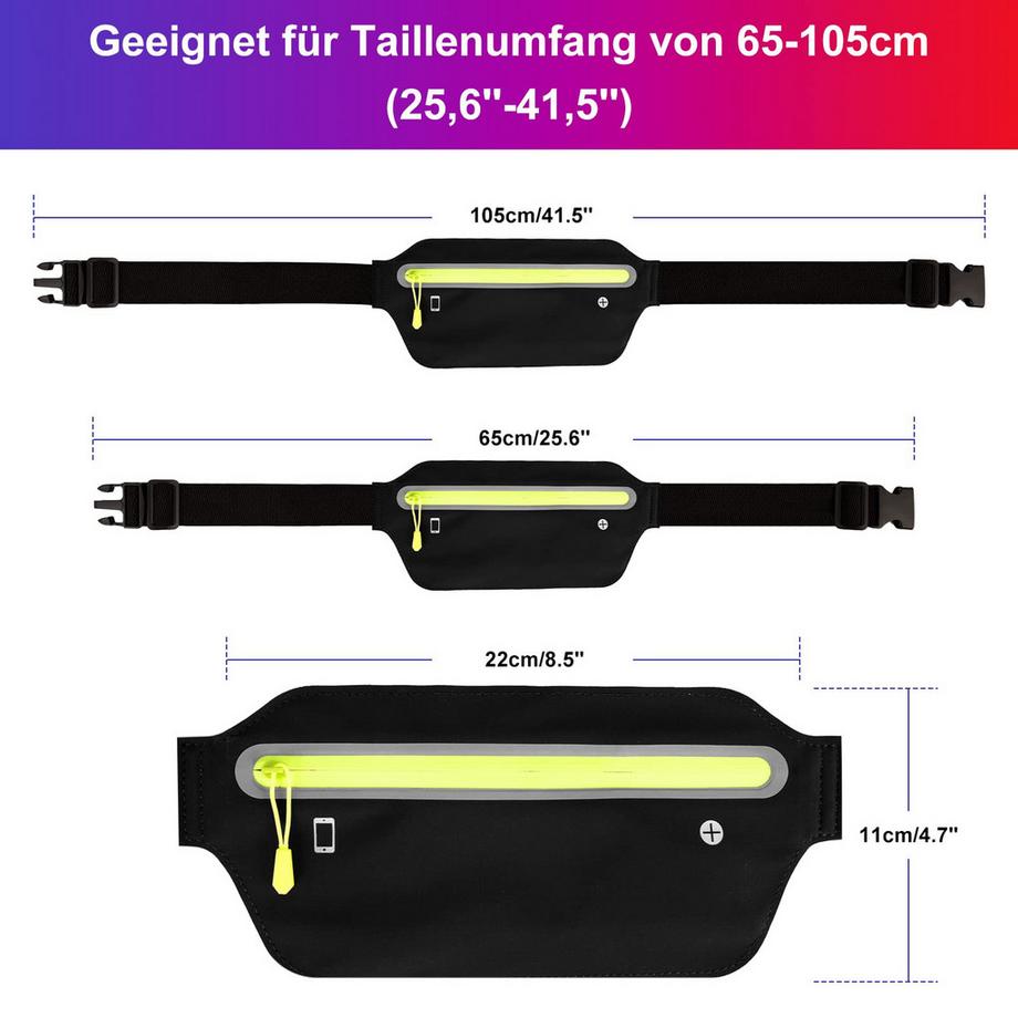 Only-bags.store Wasserdichte Laufgürteltasche mit großem Fassungsvermögen und Kopfhöreranschluss Wasserdichte Laufgürteltasche mit großem Fassungsvermögen und Kopfhöreranschluss 