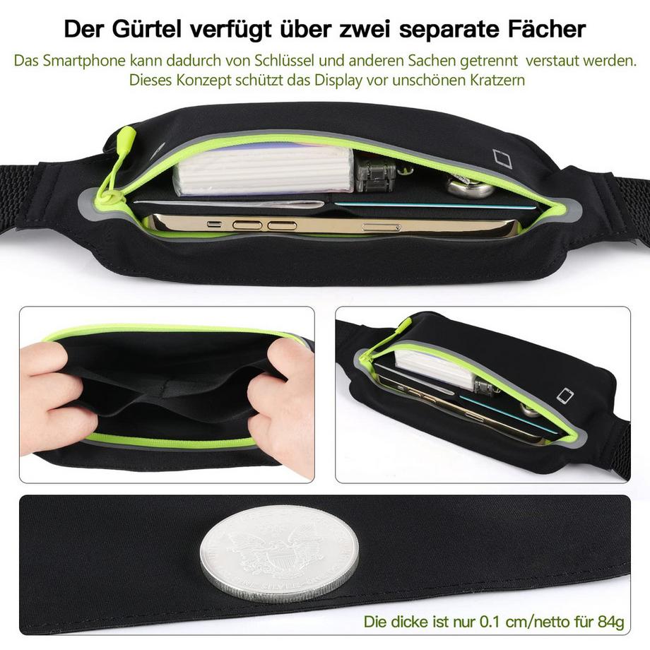 Only-bags.store Wasserdichte Laufgürteltasche mit großem Fassungsvermögen und Kopfhöreranschluss Wasserdichte Laufgürteltasche mit großem Fassungsvermögen und Kopfhöreranschluss 