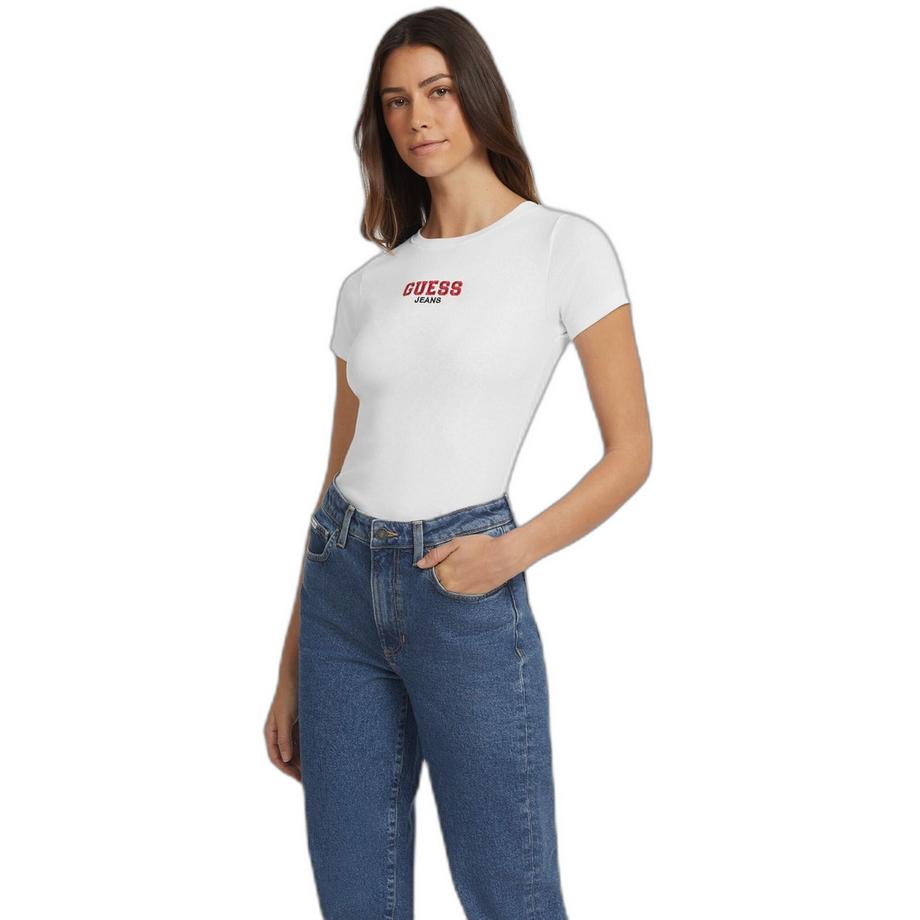 GUESS T-Shirt Slim A Costine Ricamata  