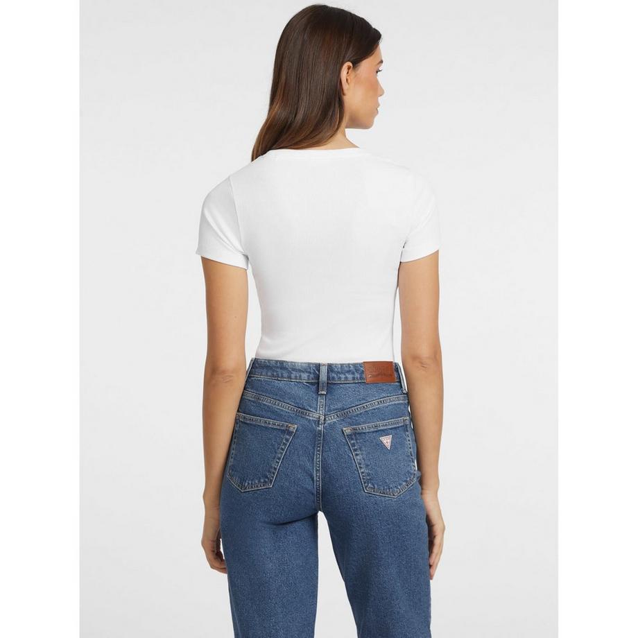GUESS T-Shirt Slim A Costine Ricamata  