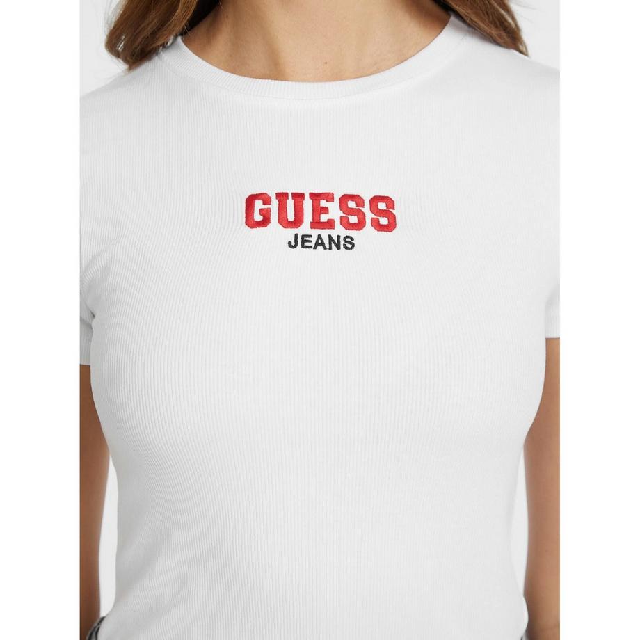 GUESS T-Shirt Slim A Costine Ricamata  