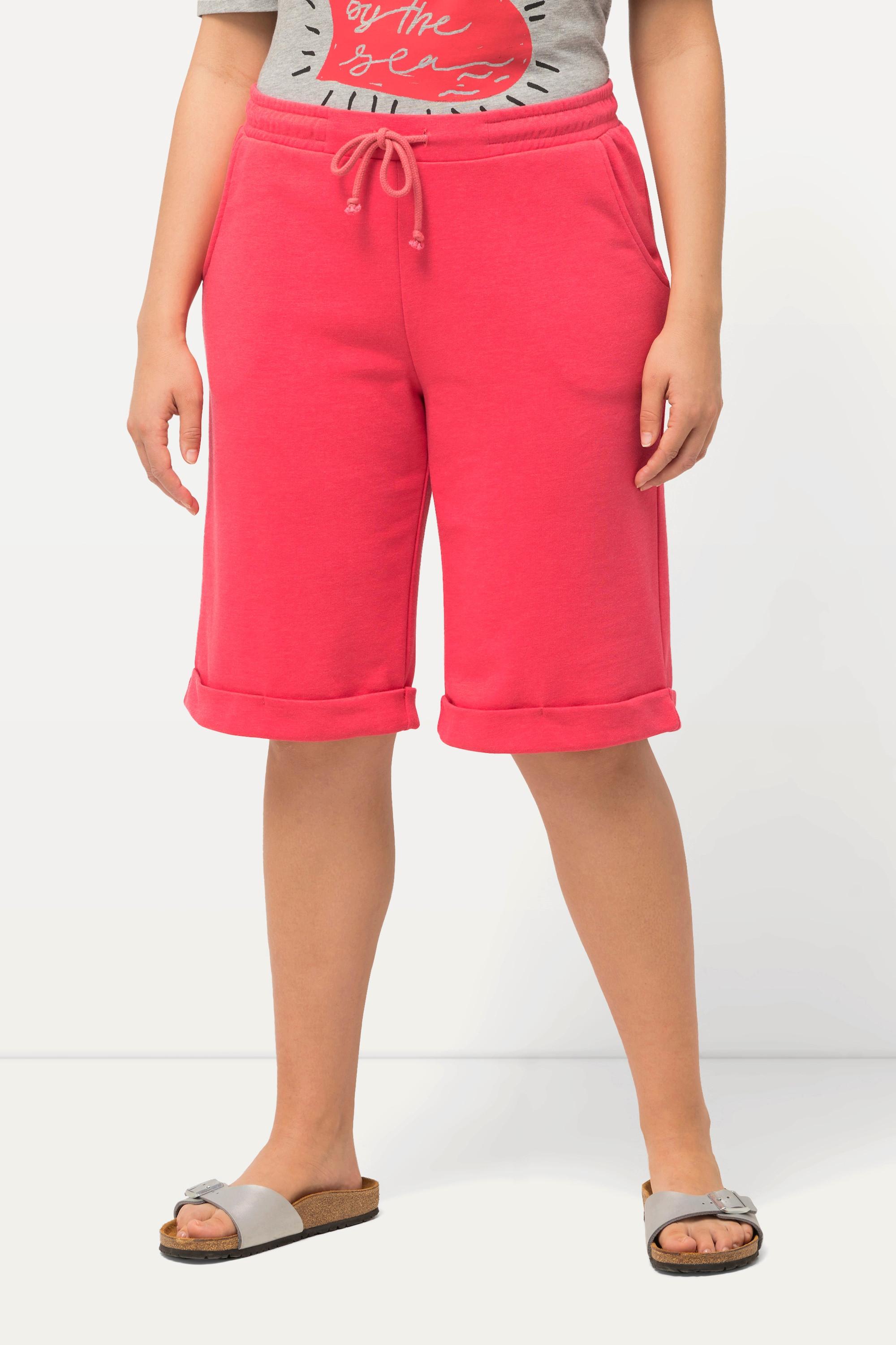 Ulla Popken  Short Mary en molleton, taille élastique, jambe droite et large 