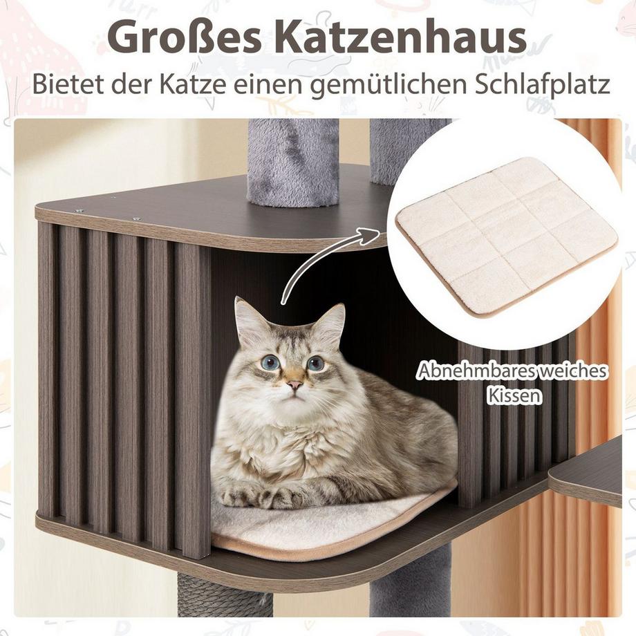 Northix  Katzenbaum mit Katzenhaus und Kratzbäumen 