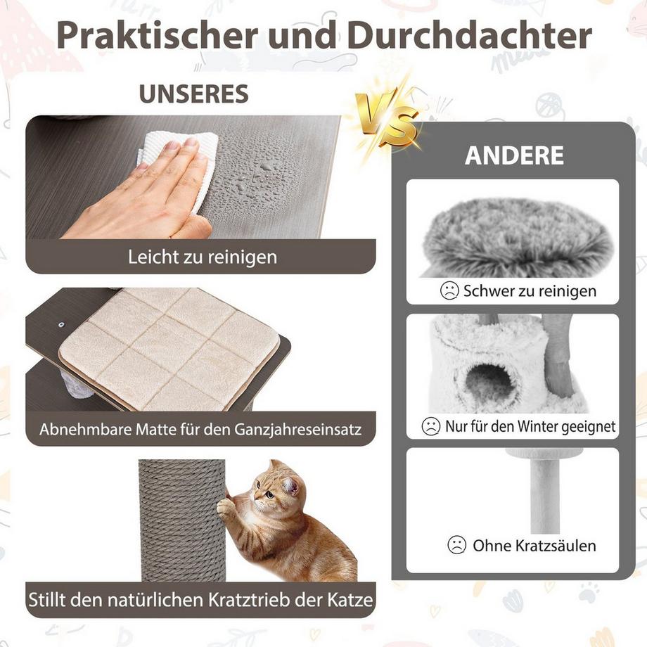 Northix  Katzenbaum mit Katzenhaus und Kratzbäumen 