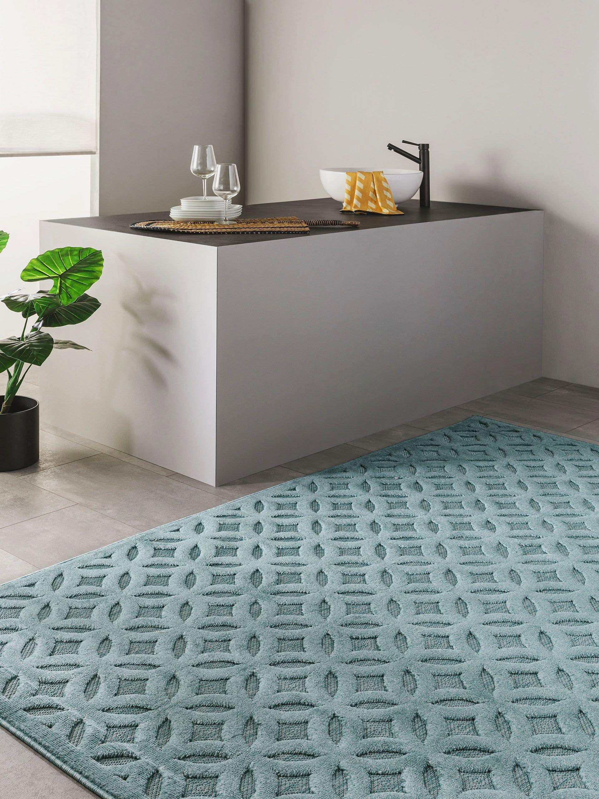 Benuta Tapis d'extérieur & intérieur Bonte Turquoise  