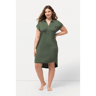 Ulla Popken  Chemise de nuit oversize, décolleté en V, manches courtes et col de chemise 