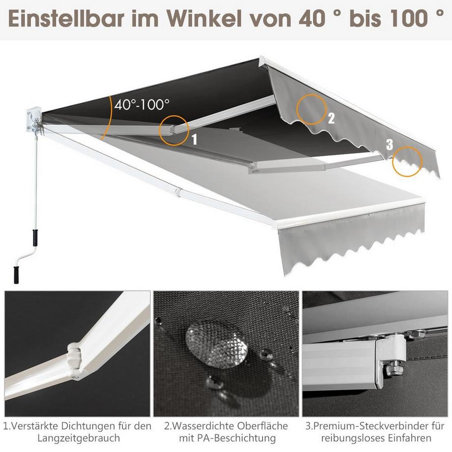Northix Einziehbare Terrassenmarkise 245x200  