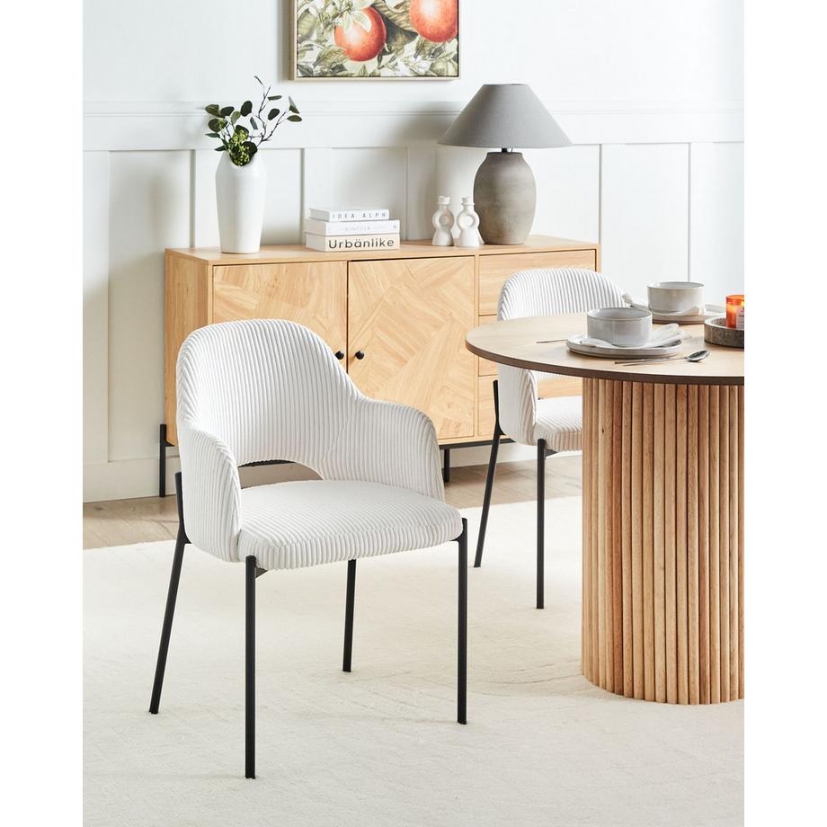 Beliani Lot de 2 chaises de salle à manger en Velours côtelé Rétro RATON  