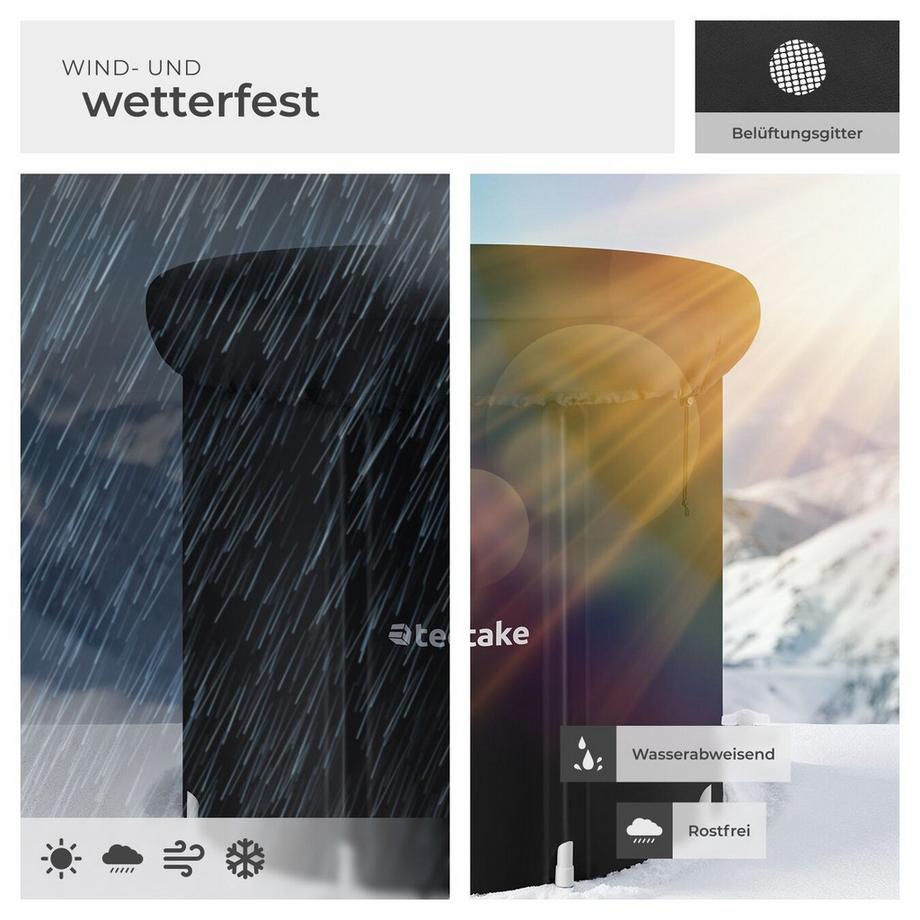 Tectake Eisbadetonne Helsinki faltbar, mit 3-facher Isolierung aufblasbarer Außenring und Schutzabdeckung  