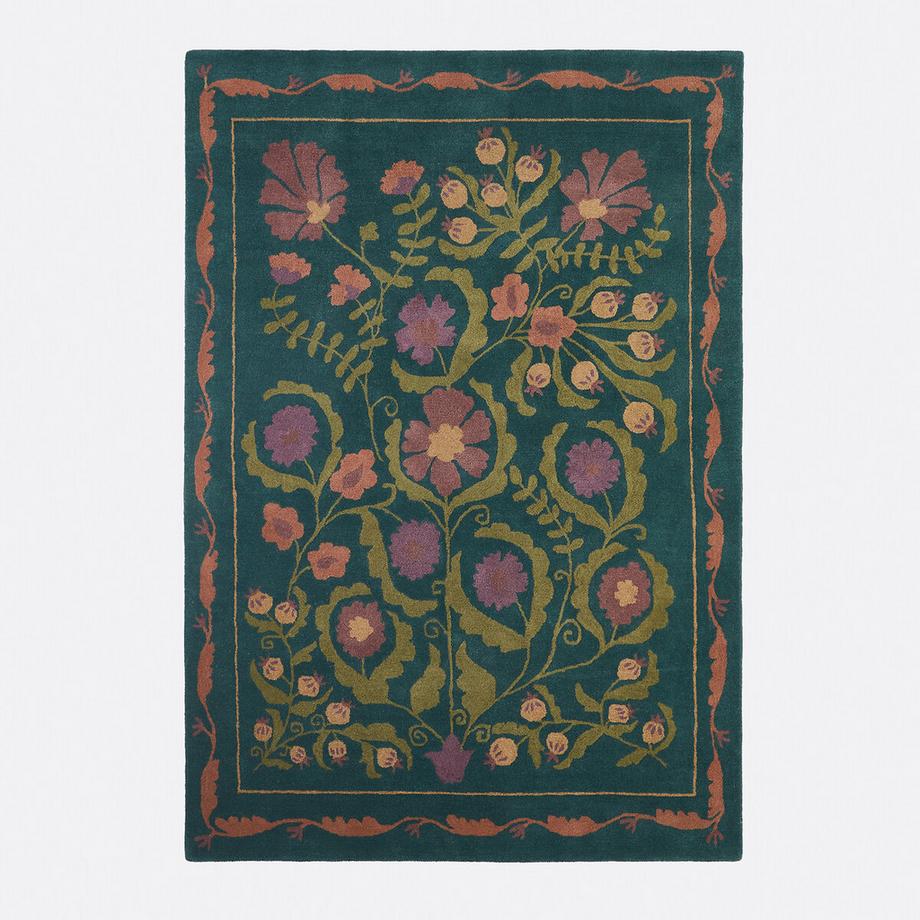 Tapis en laine motifs fleurs