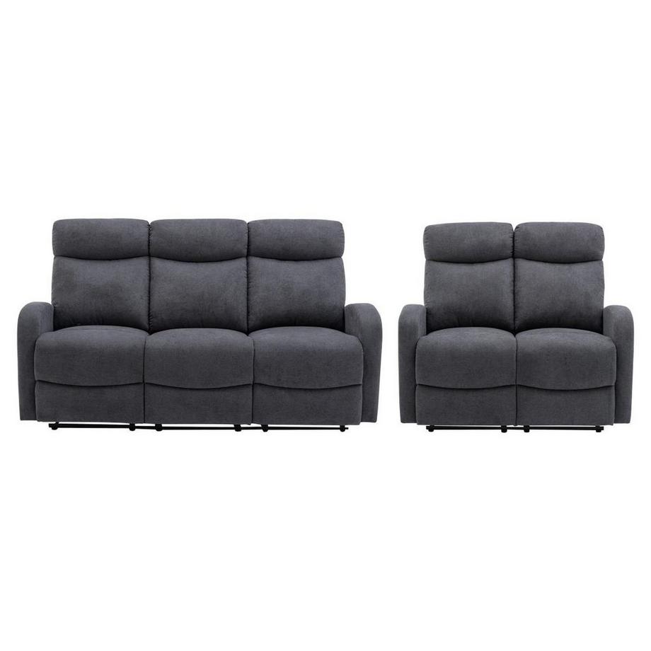 Couchgarnitur Relax 3+2 - Stoff - Grau - EVELYN