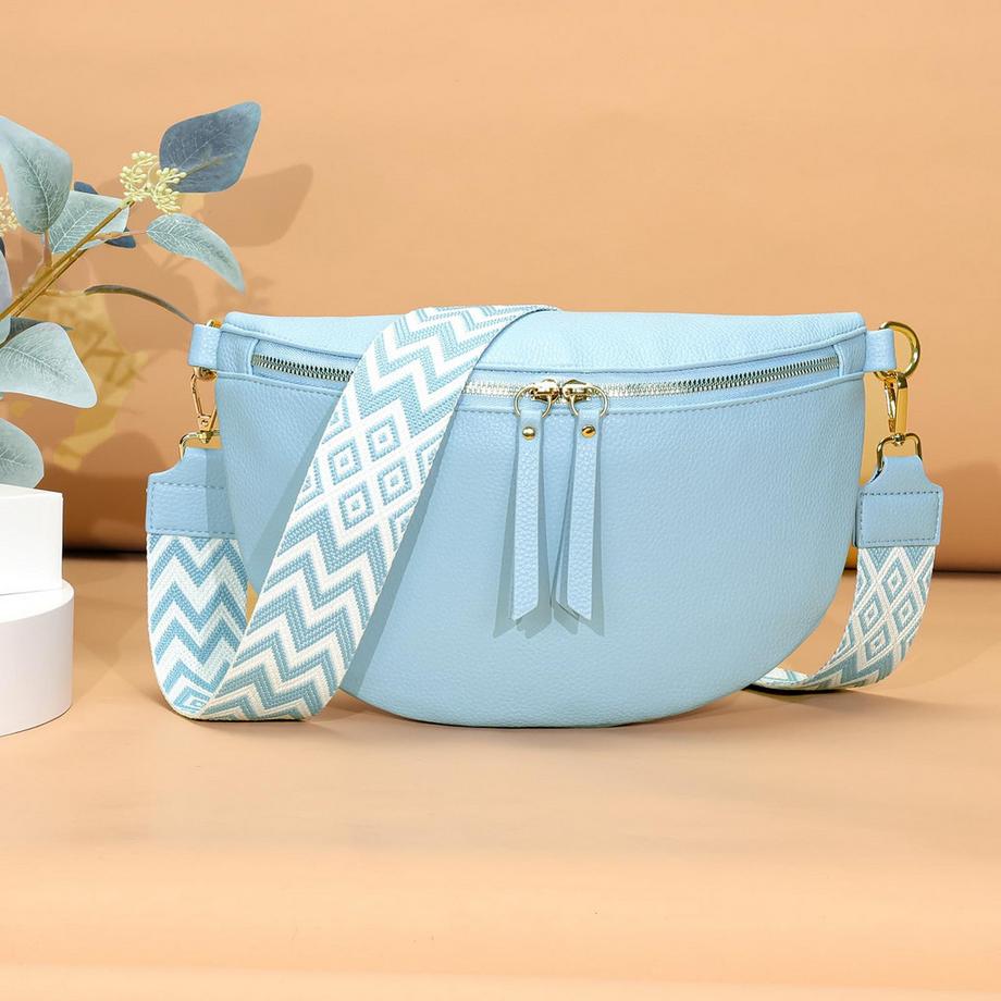 Only-bags.store Grand Sac Banane en Cuir Vegan Sac Bandoulière avec Large Sangle  