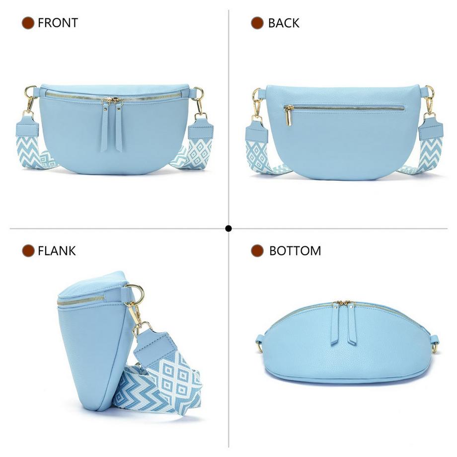 Only-bags.store Grand Sac Banane en Cuir Vegan Sac Bandoulière avec Large Sangle  