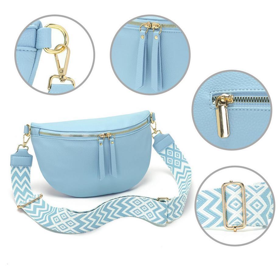 Only-bags.store Grand Sac Banane en Cuir Vegan Sac Bandoulière avec Large Sangle  