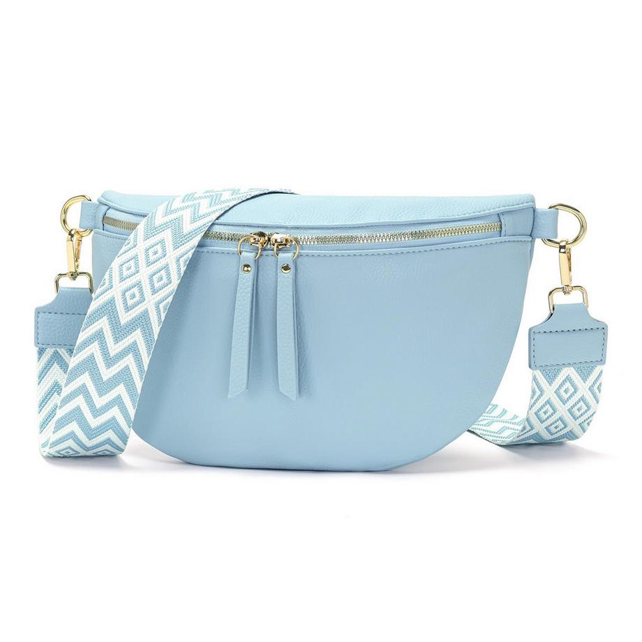 Grand sac banane en cuir végétal sac à bandoulière sac à bandoulière stylisé avec une large sangle