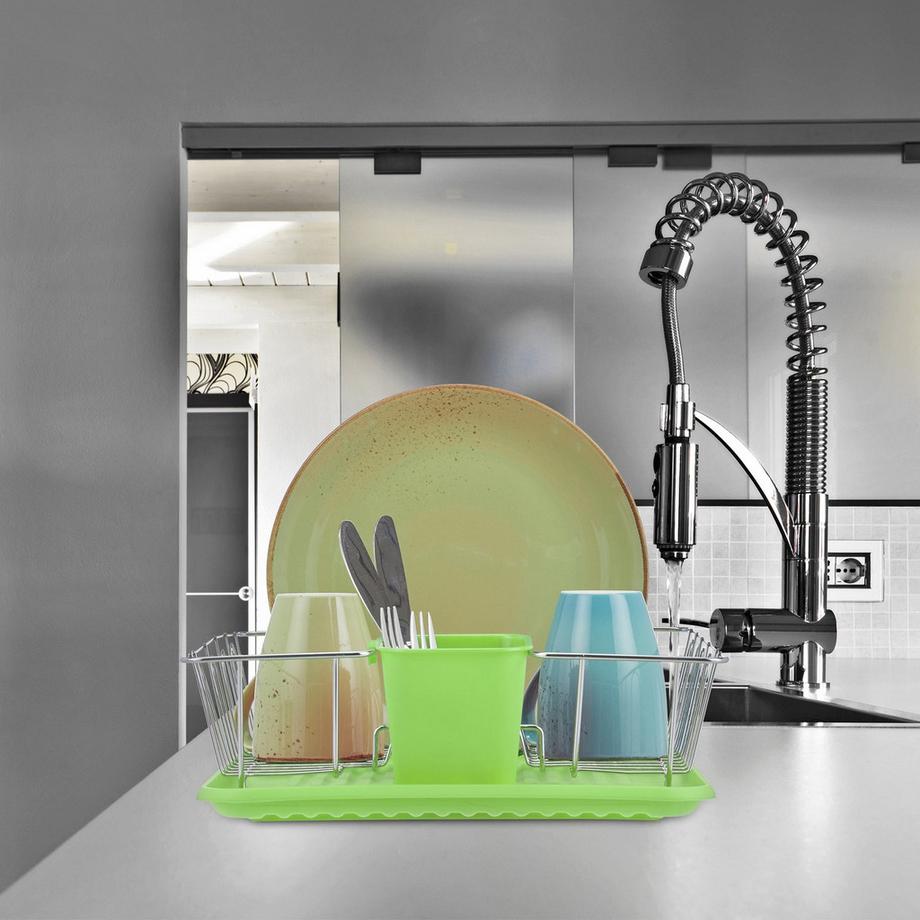 B2X Scolapiatti con portaposate in verde  