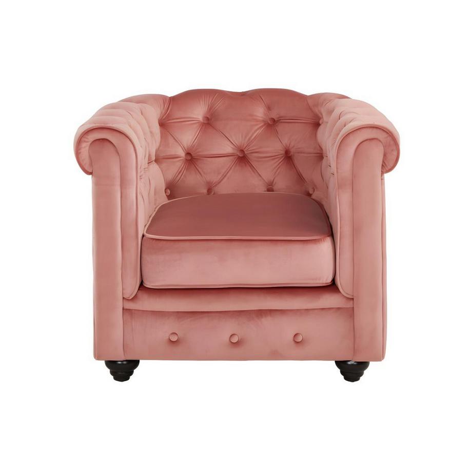 Vente-unique Couchgarnitur 3+CHESTERFIELD Samt Rosa  