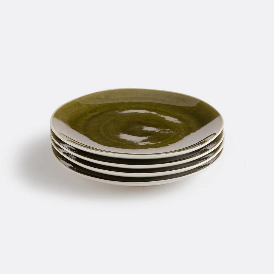 4er-Set Dessertteller Gogain mit Craquelé-Glasur