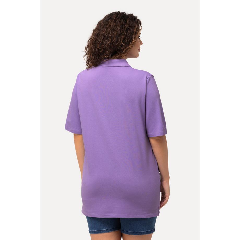 Ulla Popken Polo Piqué Patte de Boutonnage Velours Manches Courtes  