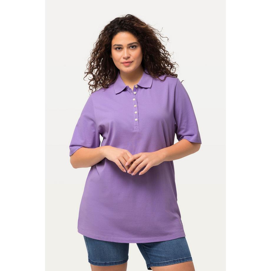 Ulla Popken Polo Piqué Patte de Boutonnage Velours Manches Courtes  