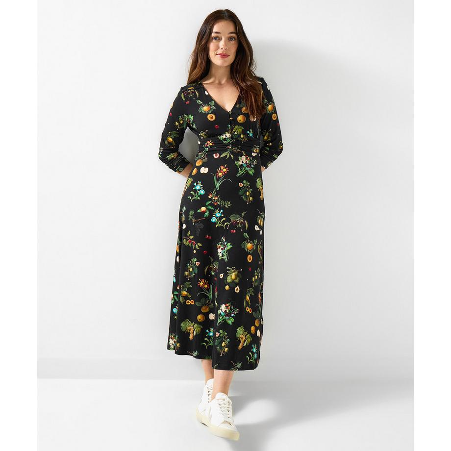 Joe Browns Abito Midi Jersey Fantasia Frutta Maniche Lunghe  