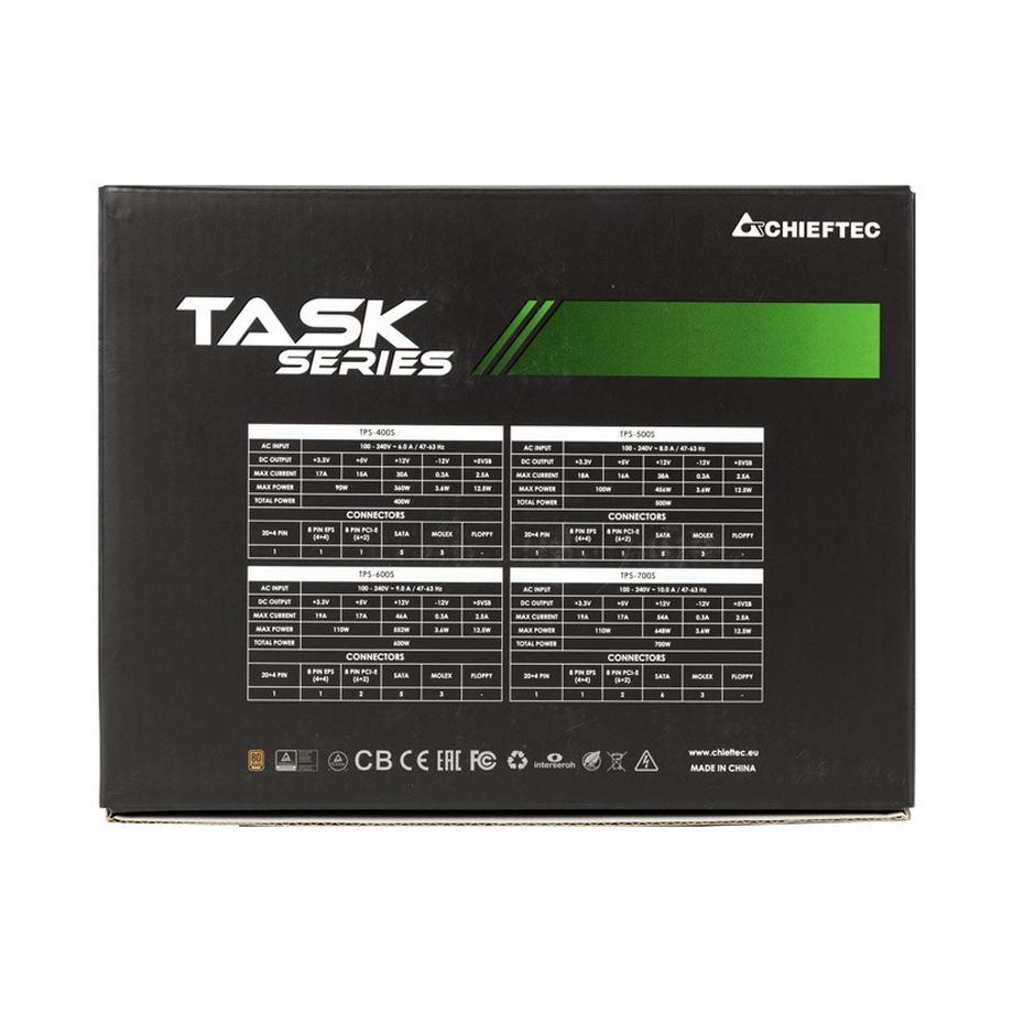 CHIEFTEC  Task TPS-600S alimentatore per computer 600 W 20+4 pin ATX ATX Nero 
