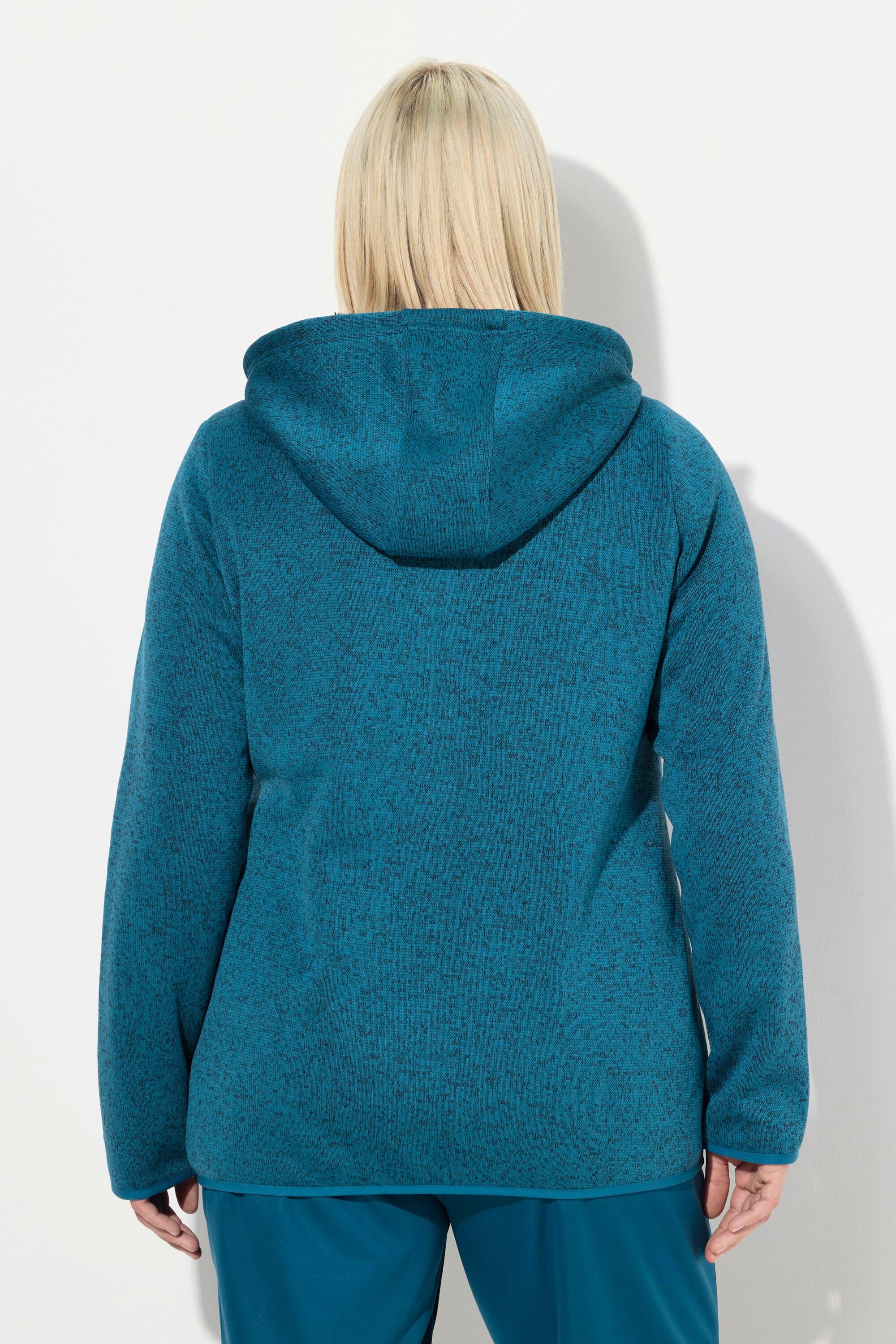 Ulla Popken  Strickfleece-Jacke, Teddyfleece, 2-Wege-Zipper, Reflektor 