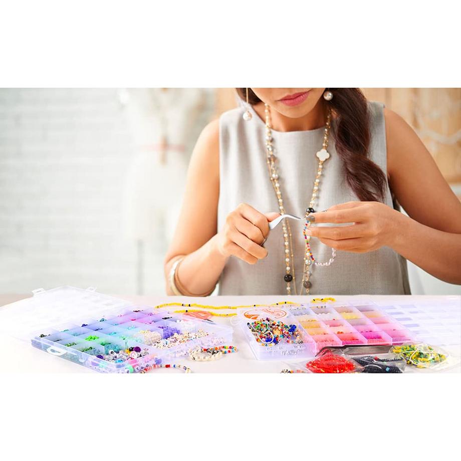 Activity-board  Perlen zum Auffädeln 16000 Stück Perlenset, für Armbänder Ästhetische Glasperlen, do it yourself mit 22 verschiedenen Perlenanhängern Kit für DIY 