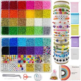 Activity-board  Perles à enfiler 16000 pièces, pour bracelets Perles en verre esthétiques, kit de 22 perles différentes pour le bricolage 