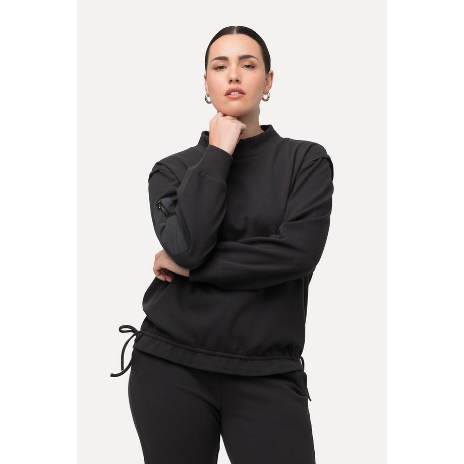 Ulla Popken Sweat-shirt Col Montant Manches Longues Structure Côtelée  