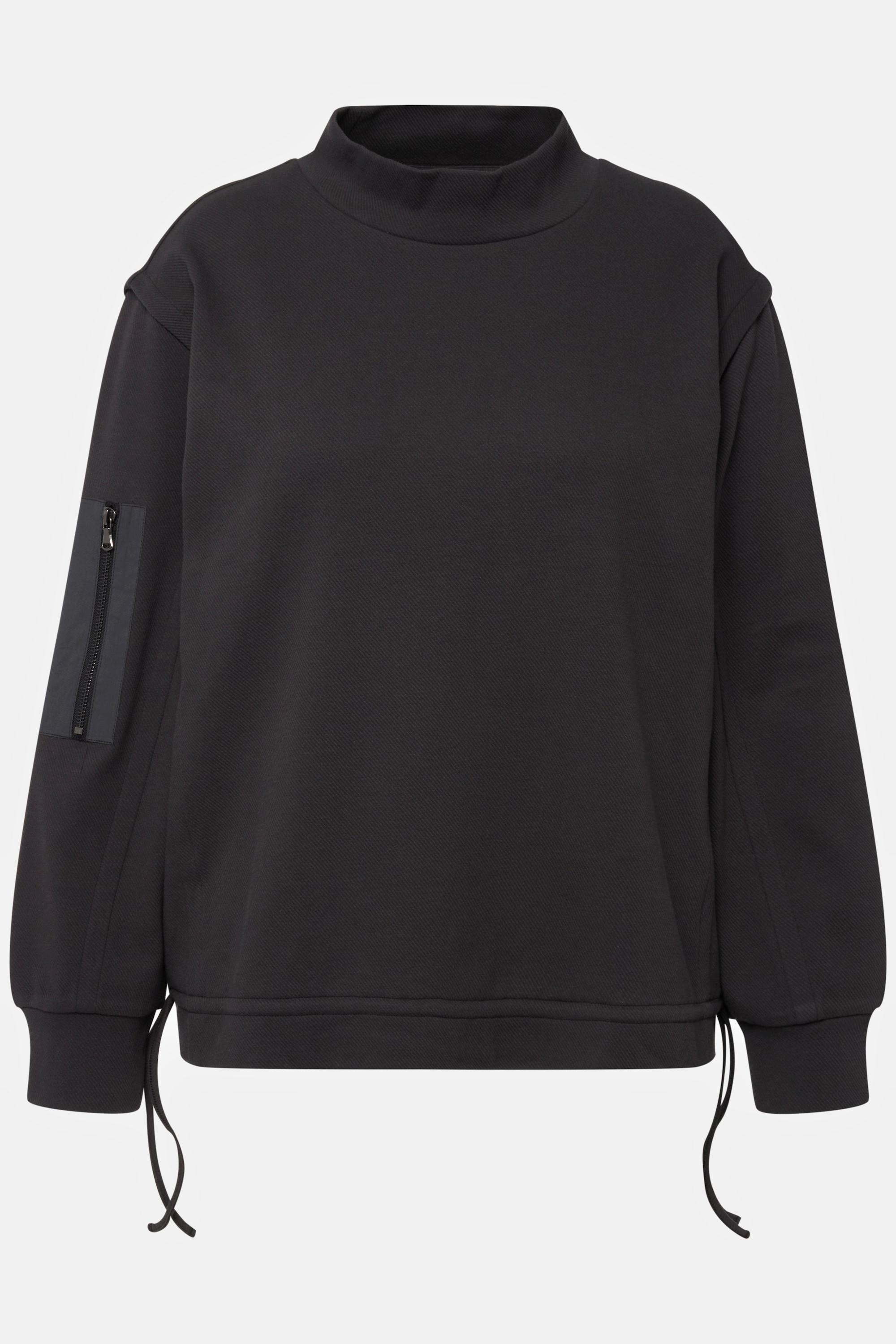 Ulla Popken  Sweatshirt, Rippstruktur, Saumband, Stehkragen, Langarm 