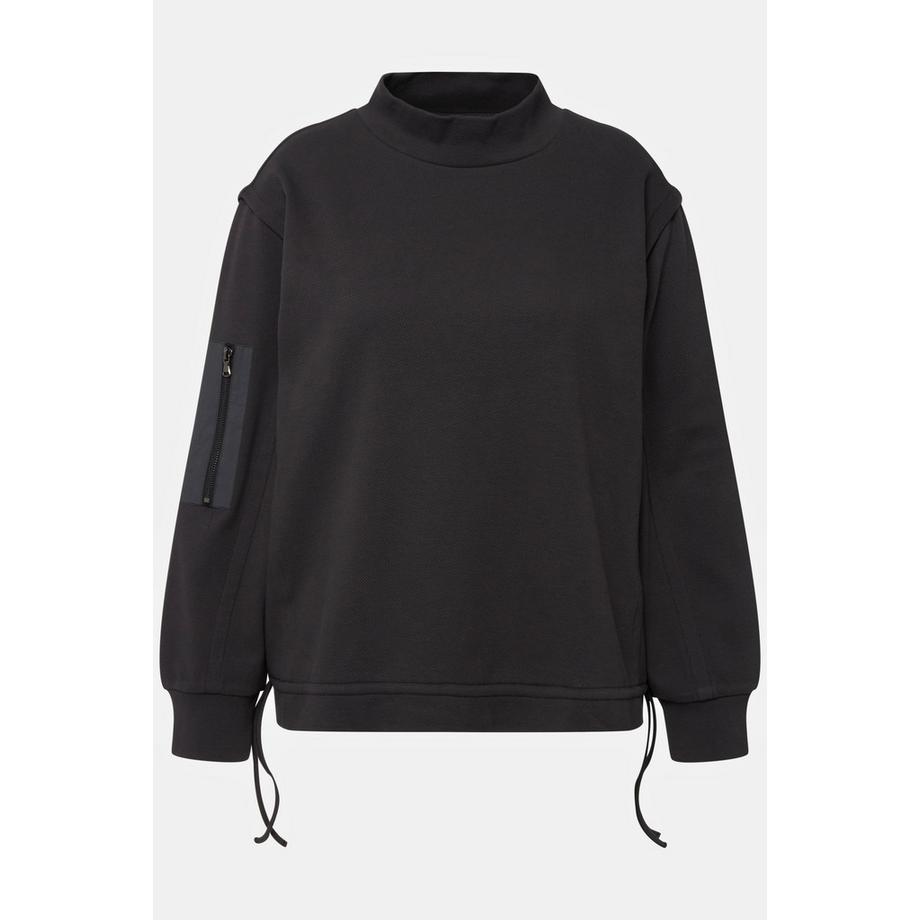 Ulla Popken Sweat-shirt Col Montant Manches Longues Structure Côtelée  