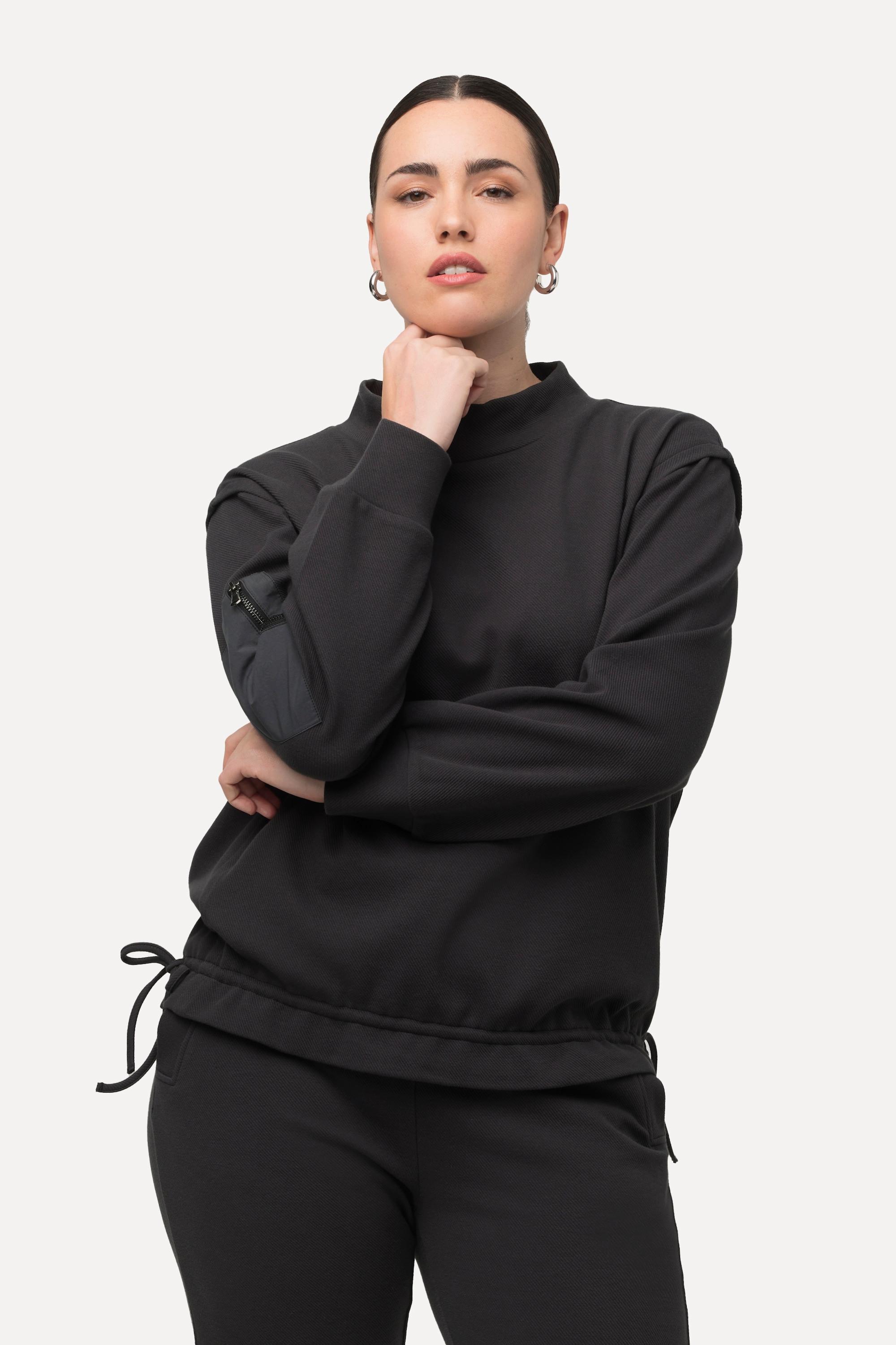 Ulla Popken  Sweatshirt, Rippstruktur, Saumband, Stehkragen, Langarm 