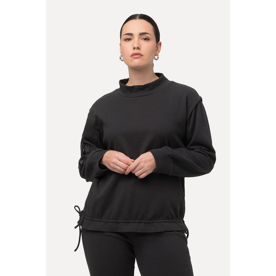 Ulla Popken Sweat-shirt Col Montant Manches Longues Structure Côtelée  