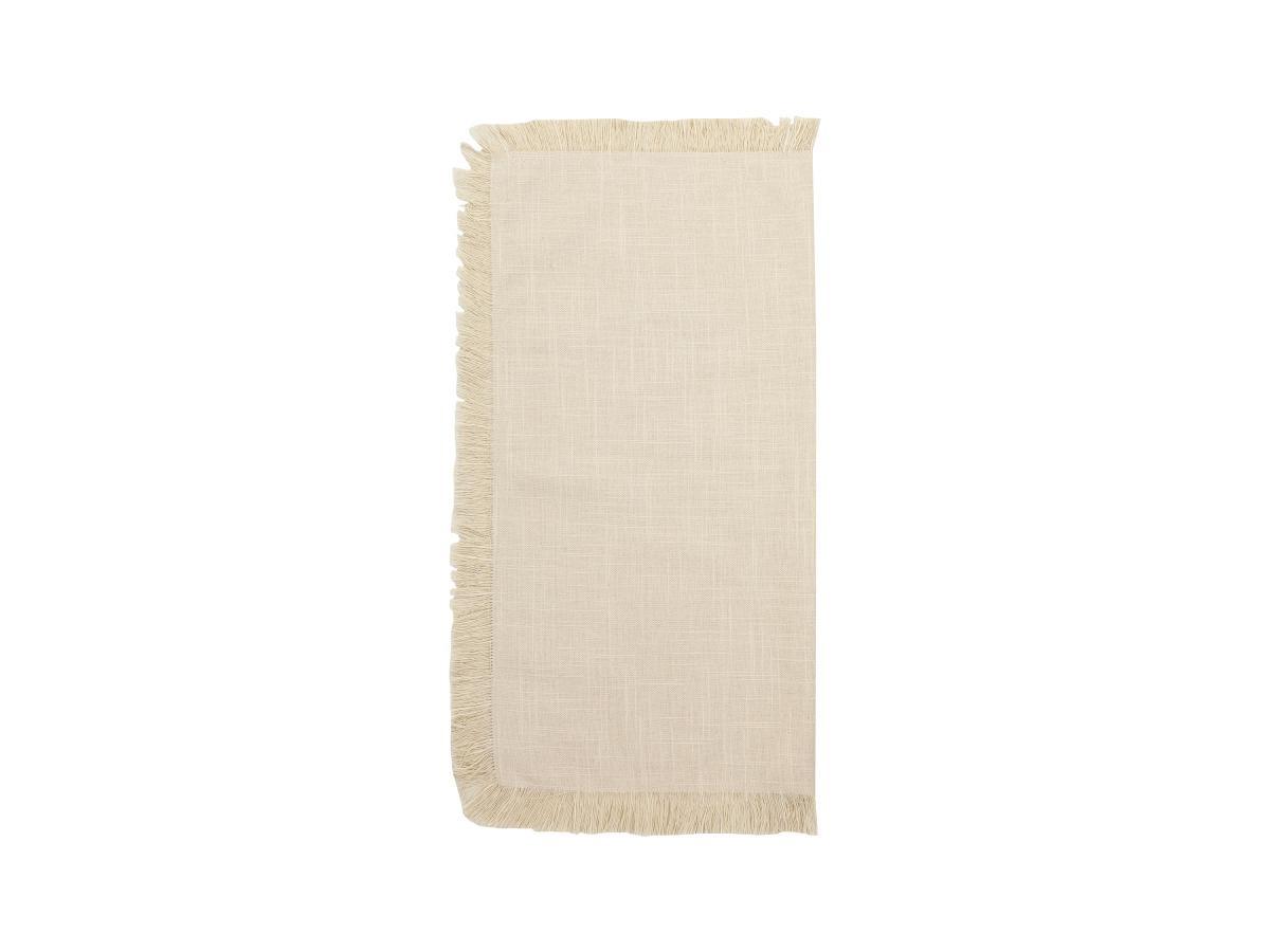 Vente-unique 4er-Set Servietten mit Fransen - Baumwolle - 45 x 45 cm - Beige - POLA  