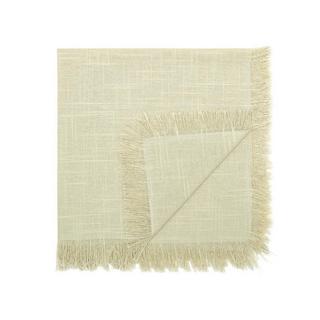 Vente-unique 4er-Set Servietten mit Fransen - Baumwolle - 45 x 45 cm - Beige - POLA  