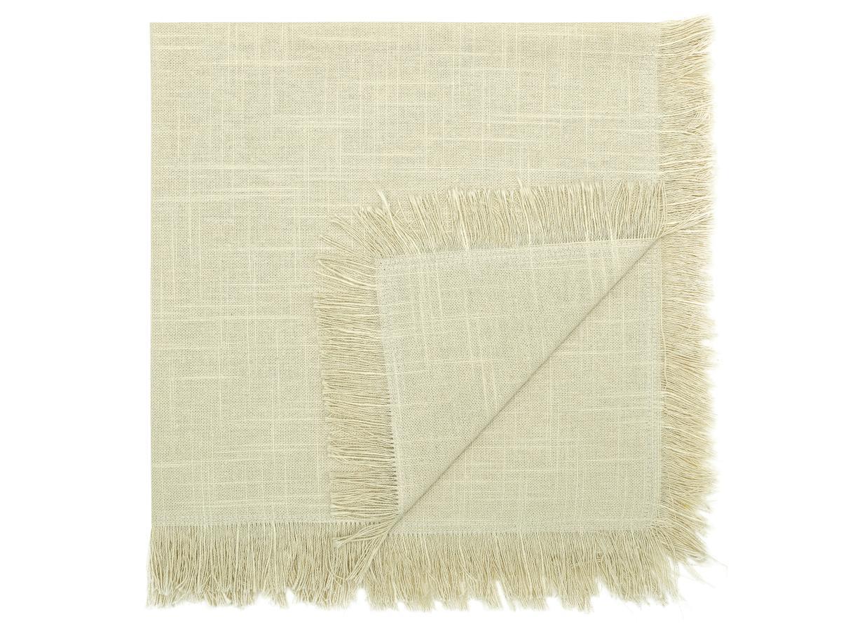 Vente-unique 4er-Set Servietten mit Fransen - Baumwolle - 45 x 45 cm - Beige - POLA  