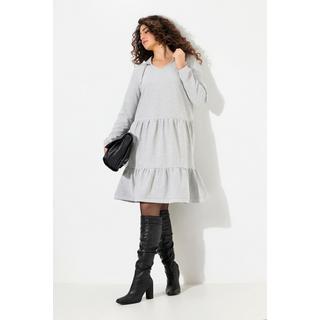 Ulla Popken  Sweatkleid, Kapuze, A-Linie, V-Ausschnitt, Langarm 