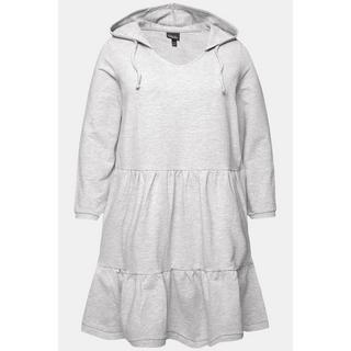 Ulla Popken  Sweatkleid, Kapuze, A-Linie, V-Ausschnitt, Langarm 