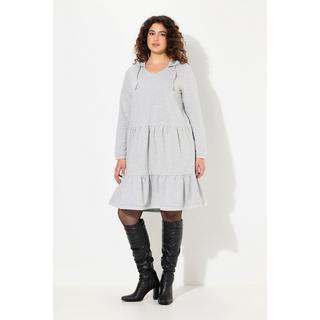 Ulla Popken  Sweatkleid, Kapuze, A-Linie, V-Ausschnitt, Langarm 