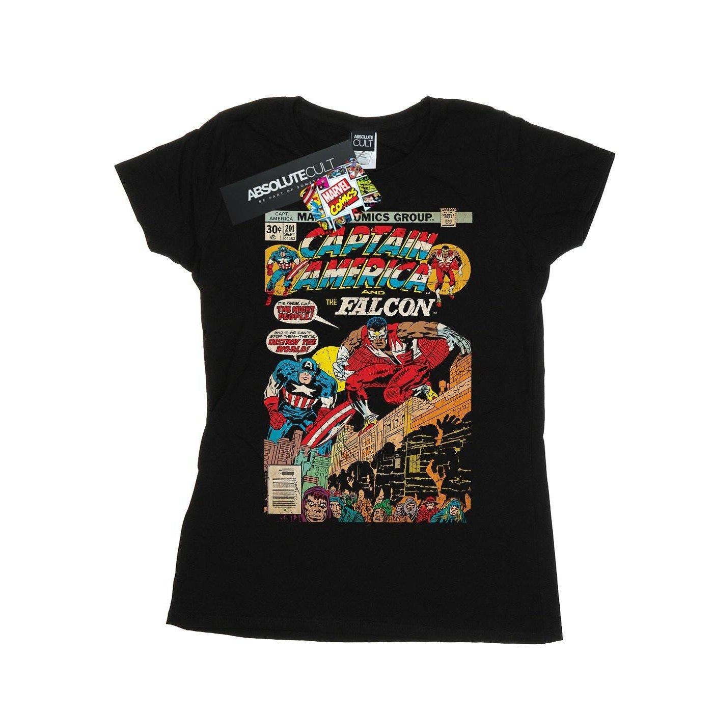 Image of Captain America And Falcon Comic Cover Tshirt Damen Schwarz XXL