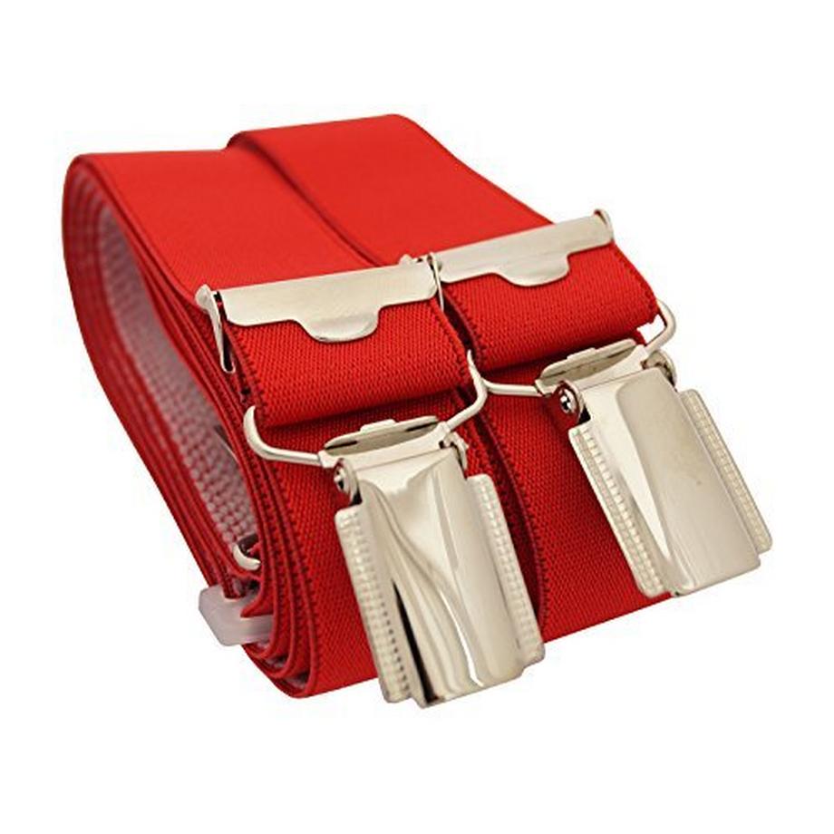 Only-bags.store Rote Hosenträger mit 4 stabilen Clips 25mm Breit  