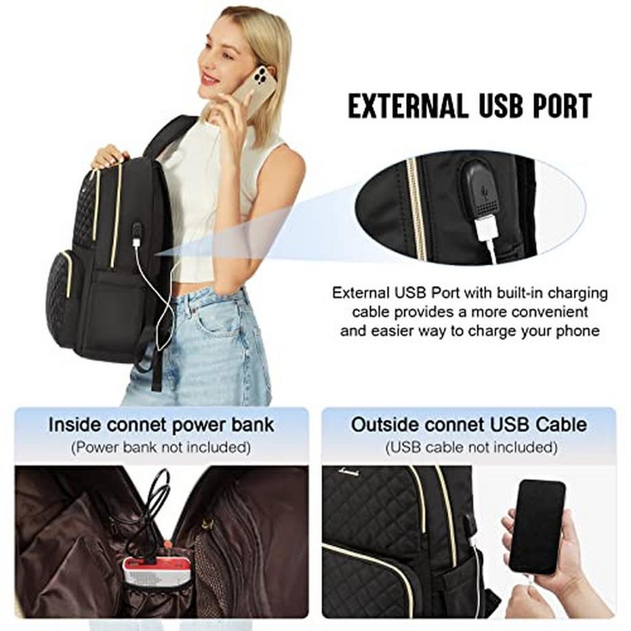 Only-bags.store Eleganter Grosser Tagesrucksack Wasserdichte Schultasche mit Laptopfach  