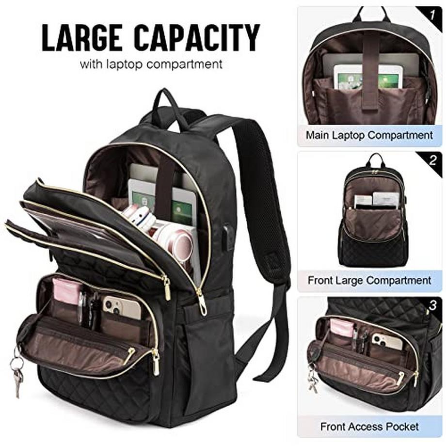 Only-bags.store Eleganter Grosser Tagesrucksack Wasserdichte Schultasche mit Laptopfach  