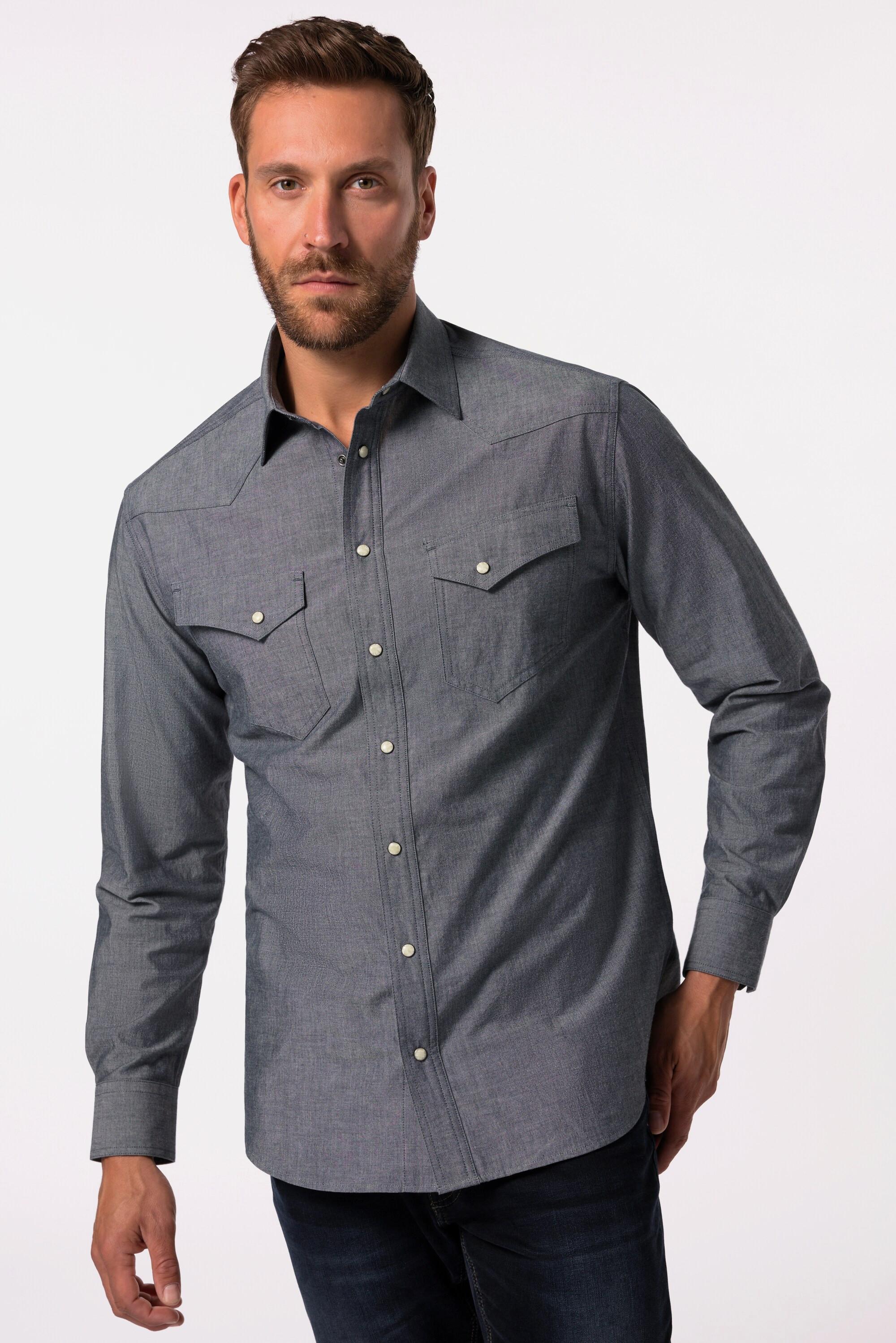 JP1880  Chemise manches longues esprit cowboy, coupe Modern Fit et col Kent - jusqu'au 8 XL 